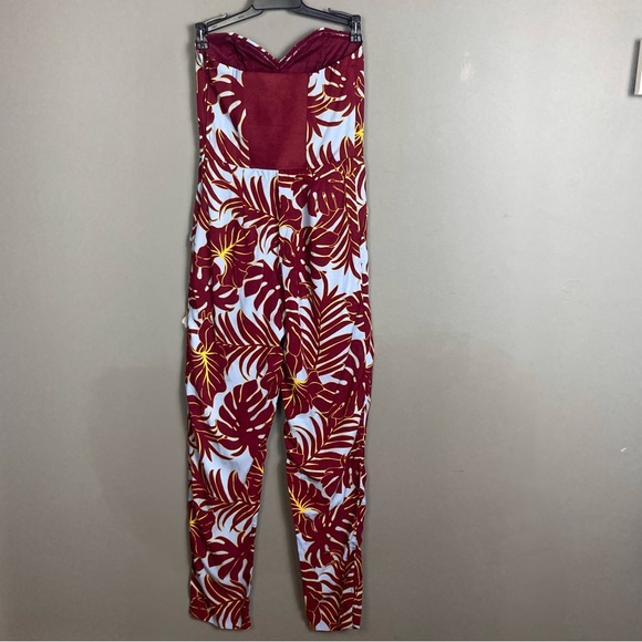 H&M Conscious strapless jumper tropical print size 6 red blue leaf pattern - Picture 3 of 9